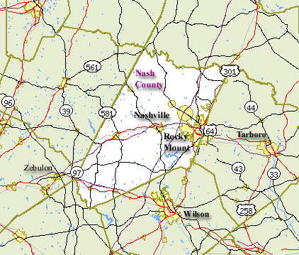 Map Of Nash County Nc Nash County Map