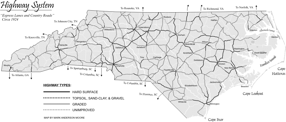 Highways in North Carolina by 1924