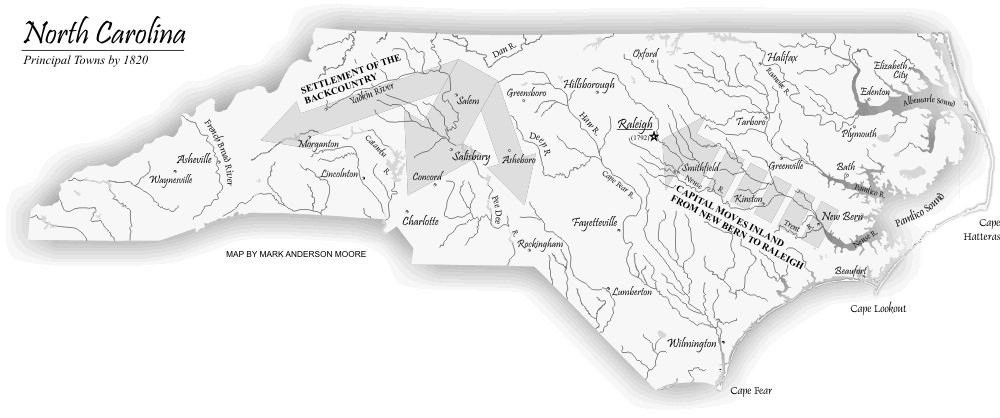 Principal Towns in North Carolina by 1820